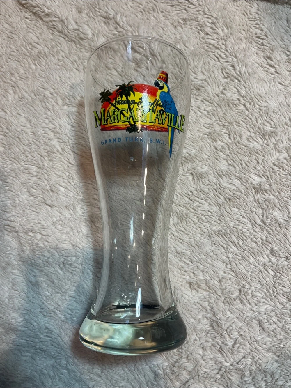 Margaritaville grand Turk Parrot Pilsner Glass with Yellow Blue Red Logo